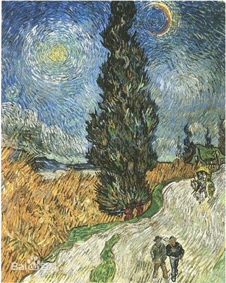 《有丝柏和星星的小路》Road with Cypress and Star